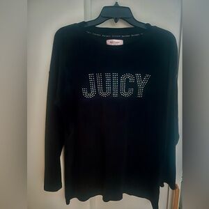 Juicy Couture Sleepwear Long Sleeve 
Black Velour top. Size Small